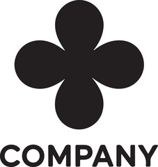 Simple bold four-petal logo design for business branding marketing and corporate identity solutions transparent background