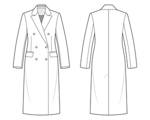 Technical sketch of classic coat with english collar