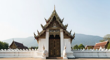 Naklejka premium Exploring ancient temples chiang mai architecture daylight serene atmosphere