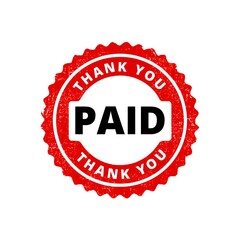 Red grunge stamp graphic design for Thank You - Paid.