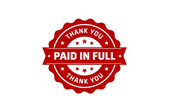 Red Paid in Full Thank You Seal Stock Photo