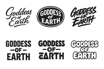 Fototapeta premium Goddess Lettering Variations. Goddess of Earth. Set lettering. harmonious lettering variations of the same emblematic concept (Elegant script with flowing