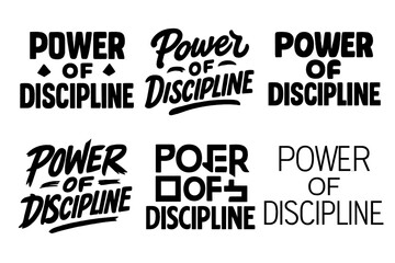 Discipline Lettering Grid. Power of Discipline. Set lettering. harmonious lettering variations of the same emblematic concept, each with different artistic