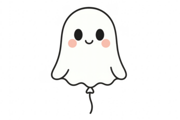 Cute ghost balloon with smiling face a halloween design
