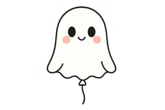 Cute ghost balloon with smiling face a halloween design