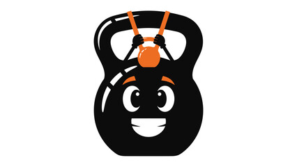 Weight Training Fun: A playful illustration of a kettlebell with a smiling face, symbolizing the joy and energy of fitness and exercise, capturing the essence of healthy lifestyle.
