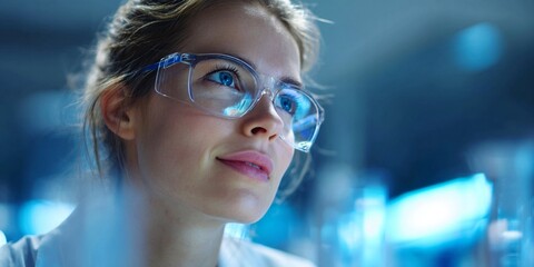 female scientist working in lab, woman scientist with microscope, woman chemist in laboratory, female biologist in lab coat, scientist woman portrait, women in STEM stock photos