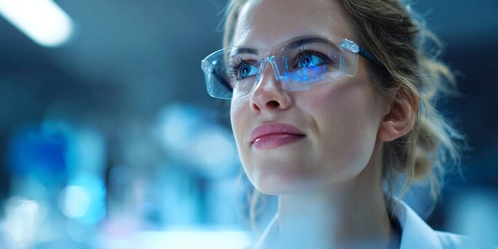 female scientist working in lab, woman scientist with microscope, woman chemist in laboratory, female biologist in lab coat, scientist woman portrait, women in STEM stock photos - Powered by Adobe