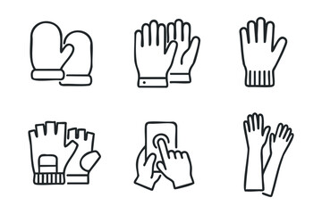 Obraz premium Different types of gloves for various activities and seasons. Set of 6 winter vector illustration