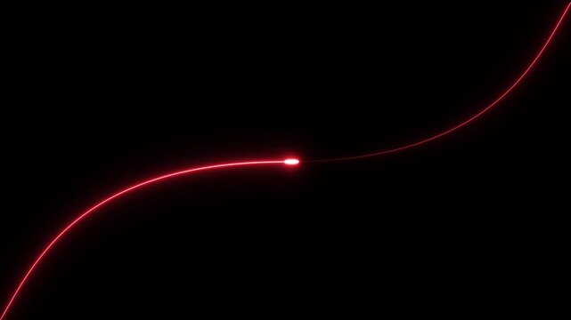Glowing neon red color Straight of horizontal laser animation. Movement of neon diagonal lines or glowing light stripes straight technology motion on black background.
