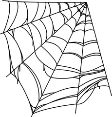 Fototapeta premium Halloween cartoon creepy cobweb, spiderweb texture. Horror spooky old cobweb net, fall season holiday stretching spiderweb vector decoration. Autumn party tangled sticky trap decor element