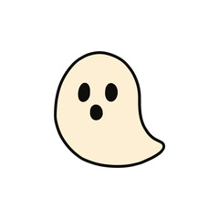 Cute Ghost &ndash; Simple Halloween Cartoon Illustration