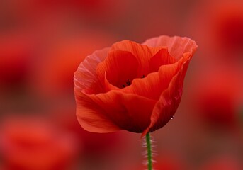 Fototapeta premium Close-up of a vibrant red poppy flower in full bloom, natures beauty.
