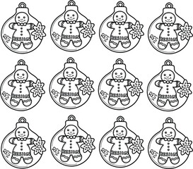 Gingerbread Man Christmas Ornaments Pattern vector