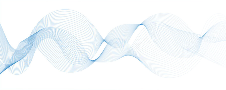 Abstract white and sky blue wavy curve lines background.blue curved line for banner design and frequency sound wave line. Future technology concept. art element for design white Striped line texture.