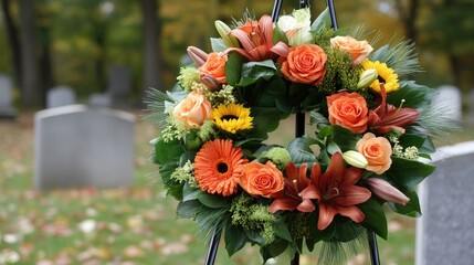 Various fruits and vegetables are creatively arranged around two loaves of bread and an open book, creating a vibrant centerpiece