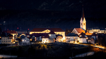 Radovljica old town at night