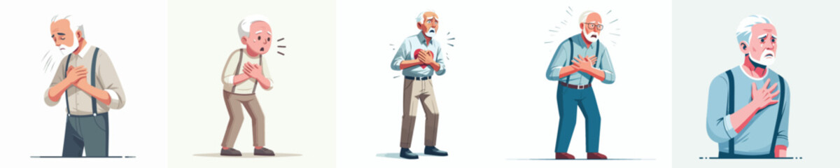 Fototapeta premium vector of a grandfather holding his chest in pain