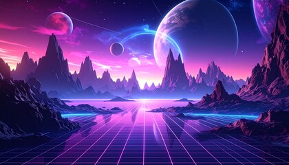 Fototapeta premium fantasy landscape with moon and stars