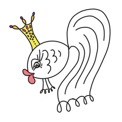 Line art of a fish with a crown