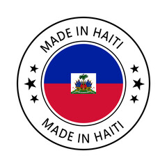 Haiti Made in Stamp in circle with flag Vector template on white background