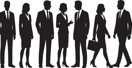 Business Team Silhouettes in Corporate Environment