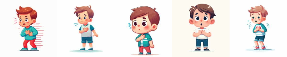 vector little boy surprised expression holding chest