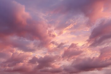 Obraz premium Soft pink and violet clouds creating a serene evening sky atmosphere with delicate shapes and soothing colors for dreamy landscape photography enthusiasts