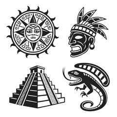 Aztec and mayan civilization symbols