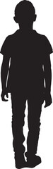 vector,silhouette of a back  view of boy standing