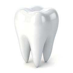 A pristine white molar tooth isolated on a clean white background demonstrating dental health and oral hygiene concepts