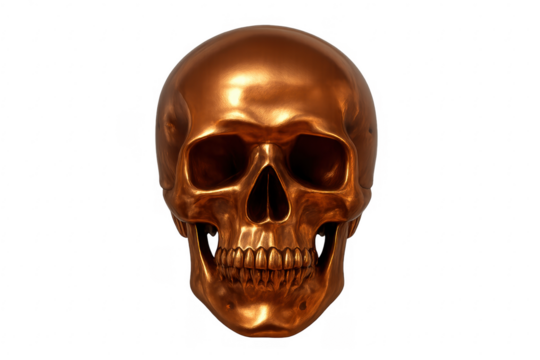 Bronze human skull representing death or mortality concept