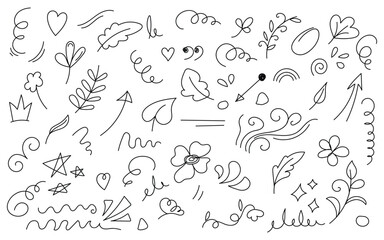 Floral line art doodle, Simple monochrome flowers, Minimal outline pattern