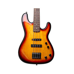 Cutout of an isolated Squier by Fender bass guitar with the transparent png