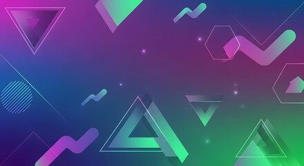 Vibrant abstract pattern with geometric shapes and gradient colors on a dark background