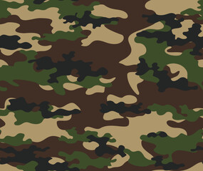 Fototapeta premium Green camouflage army background, seamless vector illustration of modern design