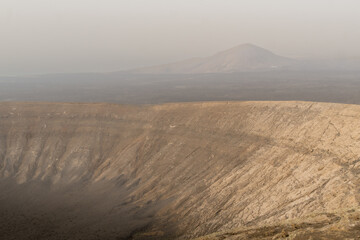 hiking in the volcano landscape of Timanfaya in Lanzarote