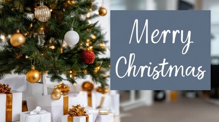 A rich array of green foliage adorns the surroundings, sparkling with soft lights that evoke a warm, celebratory feeling