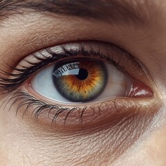 Fototapeta premium Macro Photography of a Human Hazel-Brown Eye with Sharp Detail