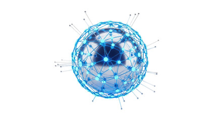 Abstract digital network sphere with interconnected glowing nodes
