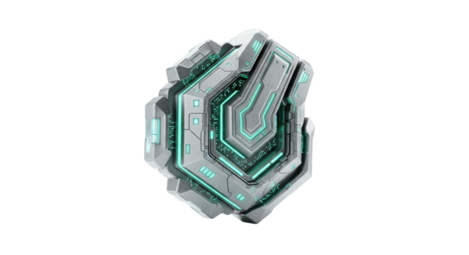 Futuristic digital geometric object modern technology abstract design element