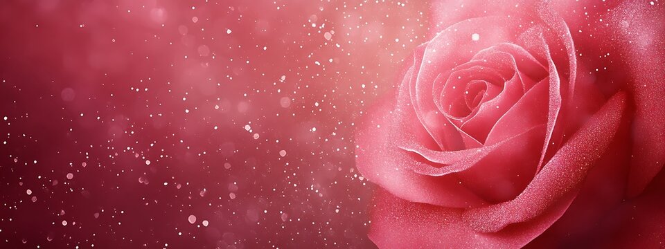 Close-up of a dew-covered red rose with bokeh background - Powered by Adobe