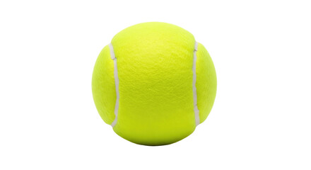 Vivid, isolated yellow tennis ball with distinct felt texture, black background
