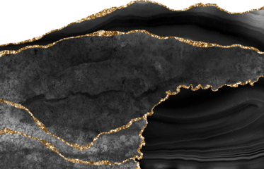Black and Gold Agate Borders Marble Texture
