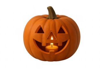 Halloween jack-o-lantern carving with lit candle