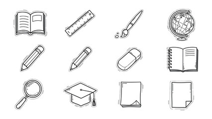 Educational Tools Collection: A curated collection of essential educational tools, each expertly outlined, embodying the essence of learning and academic pursuits.