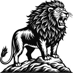 A powerful masai lion a majestic african carnivore depicted as a detailed vector illustration isolated on white background isolated on transparent background