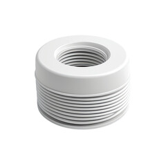 White cylindrical mechanical adapter with internal and external threads