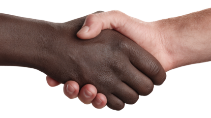 Two businessmen handshake on a deal, a symbol of partnership, trust, and agreement