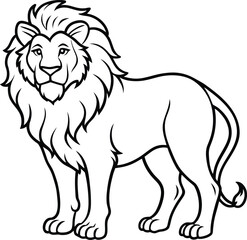 Majestic barbary lion illustration with detailed mane isolated on transparent background isolated on white background